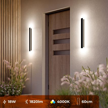 LED Lauko sieninis šviestuvas LED/18W/230V 60 cm IP65 juodas