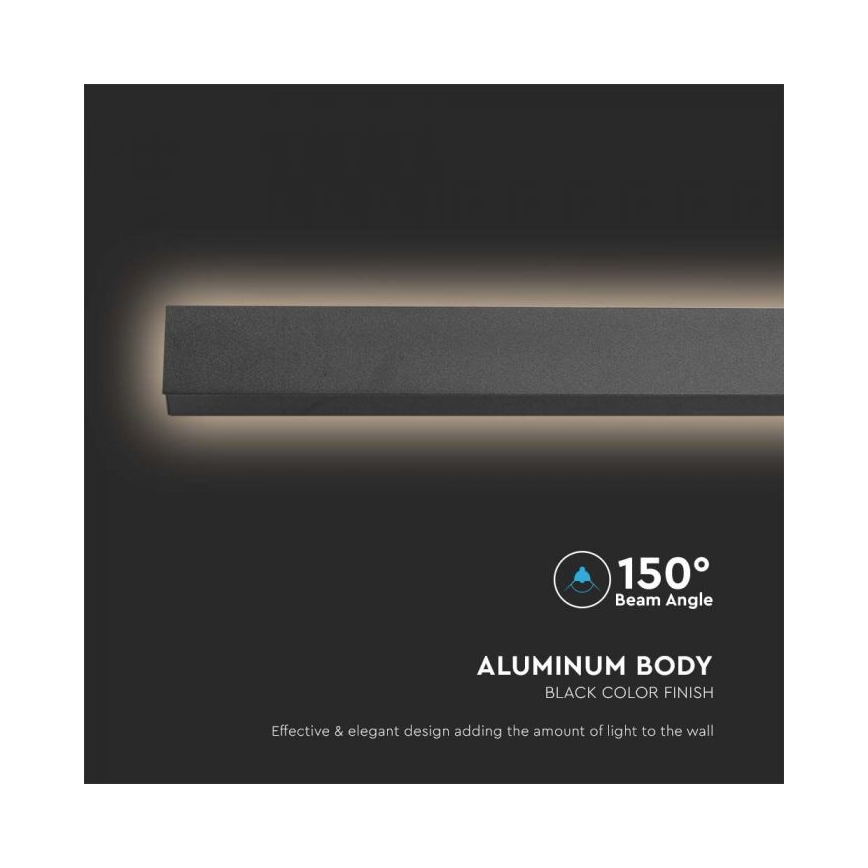 LED lauko sieninis šviestuvas LED/23W/230V 3000K IP65 141 cm juodas