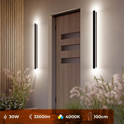 LED lauko sieninis šviestuvas LED/30W/230V 100 cm IP65 juodas