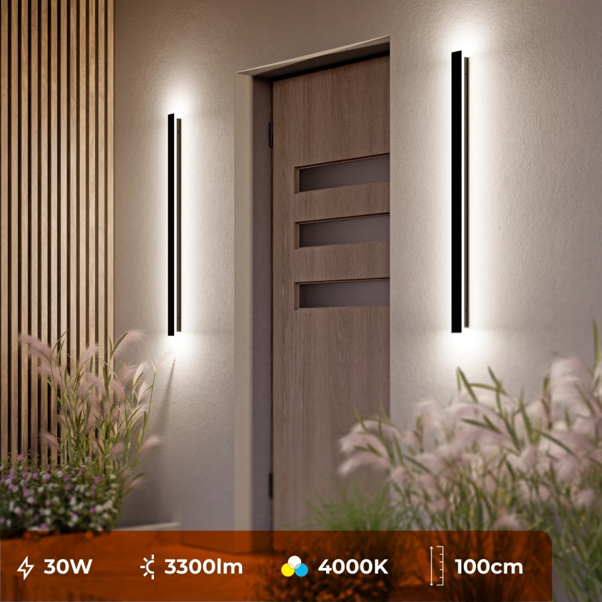 LED lauko sieninis šviestuvas LED/30W/230V 100 cm IP65 juodas