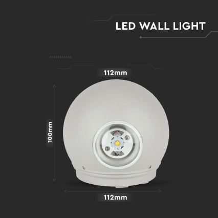 LED Lauko sieninis šviestuvas LED/6W/230V 3000K IP65 pilkas