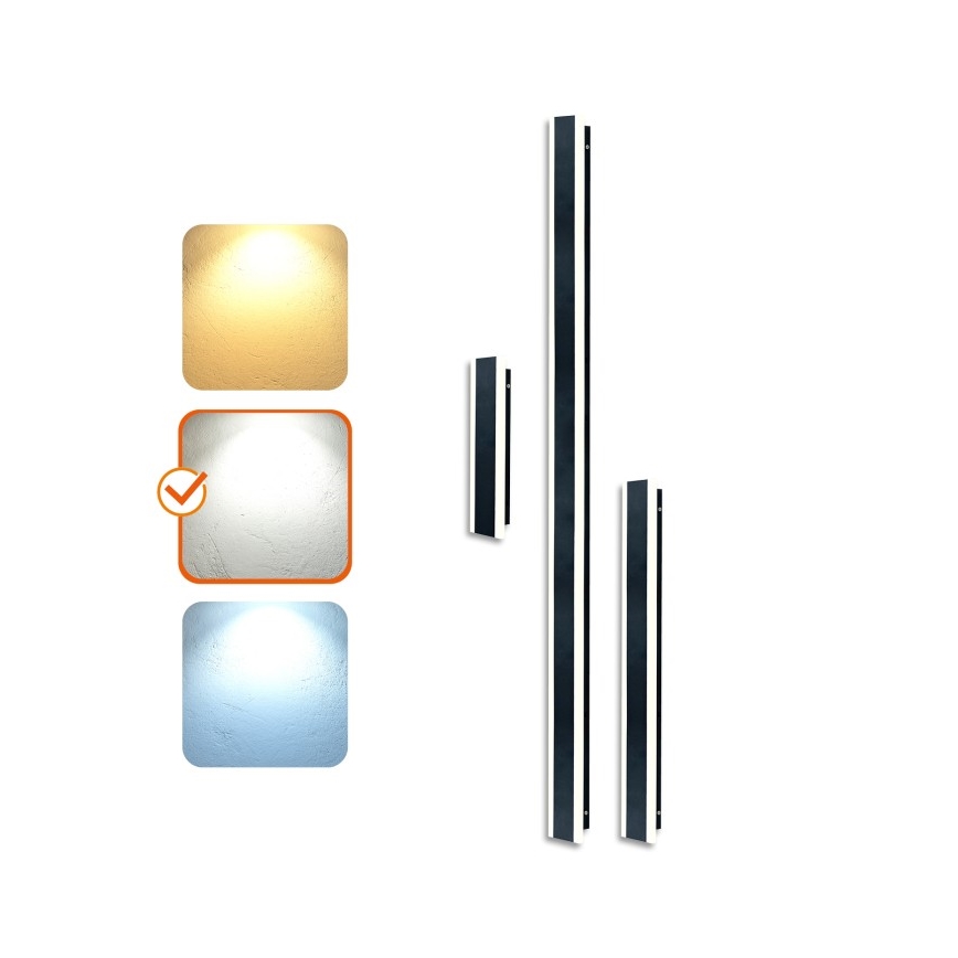 LED Lauko sieninis šviestuvas MIRANA S LED/25W/230V 4000K IP44 120 cm juoda