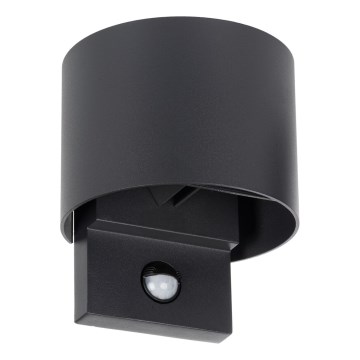 LED lauko sieninis šviestuvas REKA su judesio ir sutemų jutikliu, LED/7W/230V, IP54, antracito spalvos, apvalus