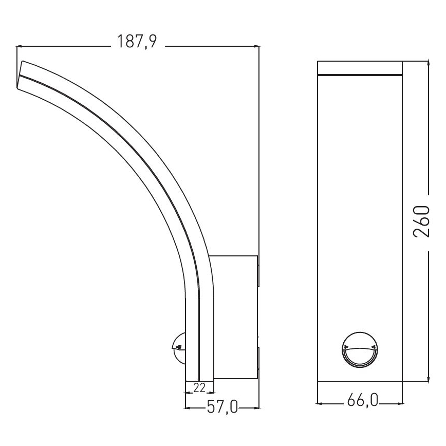 Reguliuojamas LED lauko sieninis šviestuvas su judesio ir sutemų davikliu, 12/15/20W, 230V, IP65, juodas
