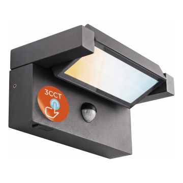 LED lauko sieninis šviestuvas su judesio ir sutemų jutikliu LED/25W/230V 3000/4000/6500K IP54 juodas