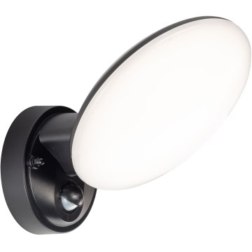 LED lauko sieninis šviestuvas su judesio ir sutemų jutikliu OLAF LED/10W/230V IP44 juodas