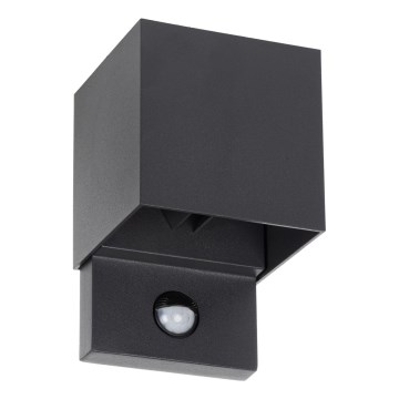 LED lauko sieninis šviestuvas su judesio ir sutemų jutikliu REKA LED/7W/230V IP54 antracitas kvadratinis