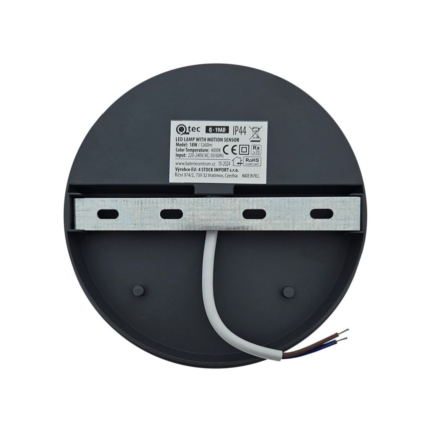 LED lauko sieninis šviestuvas su judesio jutikliu LED/18W/230V IP44 baltas