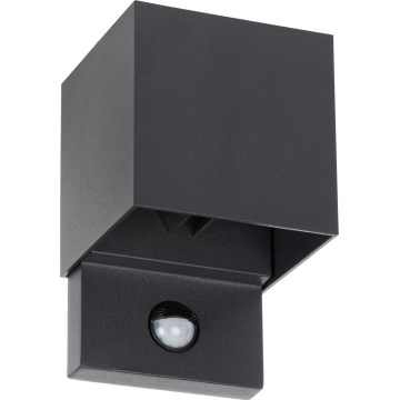 LED lauko sieninis šviestuvas su judesio jutikliu REKA LED/7W/230V IP54 antracito spalvos, kvadratinis