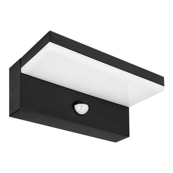 LED lauko sieninis šviestuvas su jutikliu HESTIO LED/9W/230V 4000K IP44 juodas