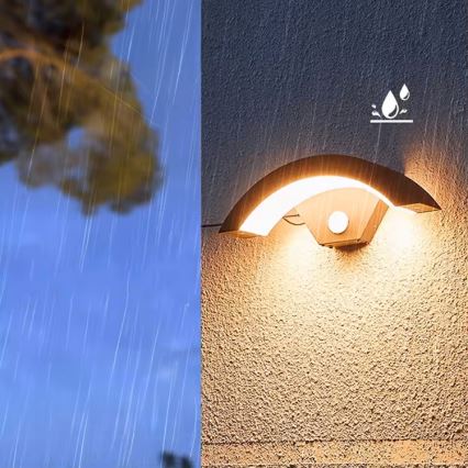LED lauko sieninis šviestuvas su judesio jutikliu LED/10W/230V IP54 juodas