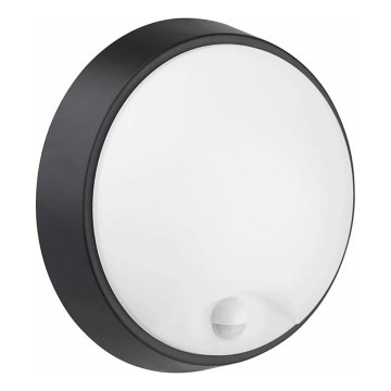 LED Lauko sieninis šviestuvas su jutikliu LED/12W/230V 3000/4000/6500K IP65 juoda