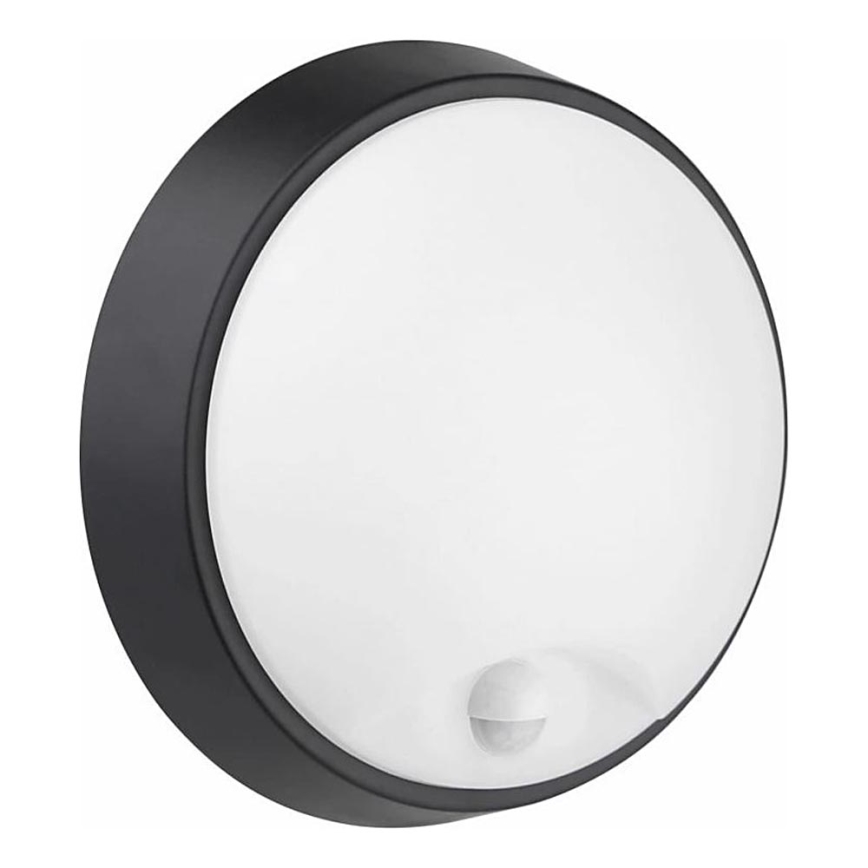LED Lauko sieninis šviestuvas su jutikliu LED/12W/230V 3000/4000/6500K IP65 juoda