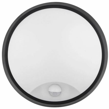 LED Lauko sieninis šviestuvas su jutikliu LED/12W/230V 3000/4000/6500K IP65 juoda