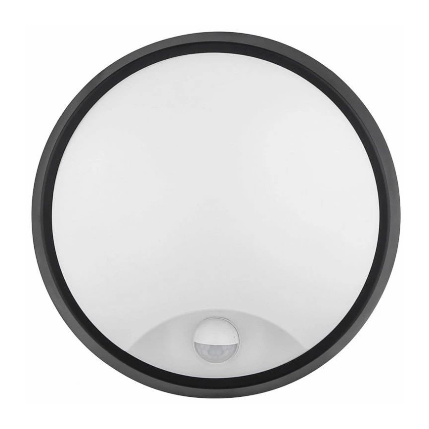 LED Lauko sieninis šviestuvas su jutikliu LED/12W/230V 3000/4000/6500K IP65 juoda
