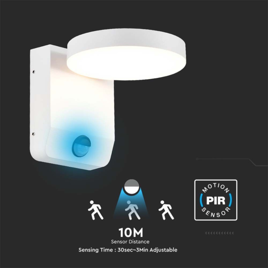 LED Lankstus sieninis lauko šviestuvas su jutikliu LED/17W/230V IP65 4000K baltas
