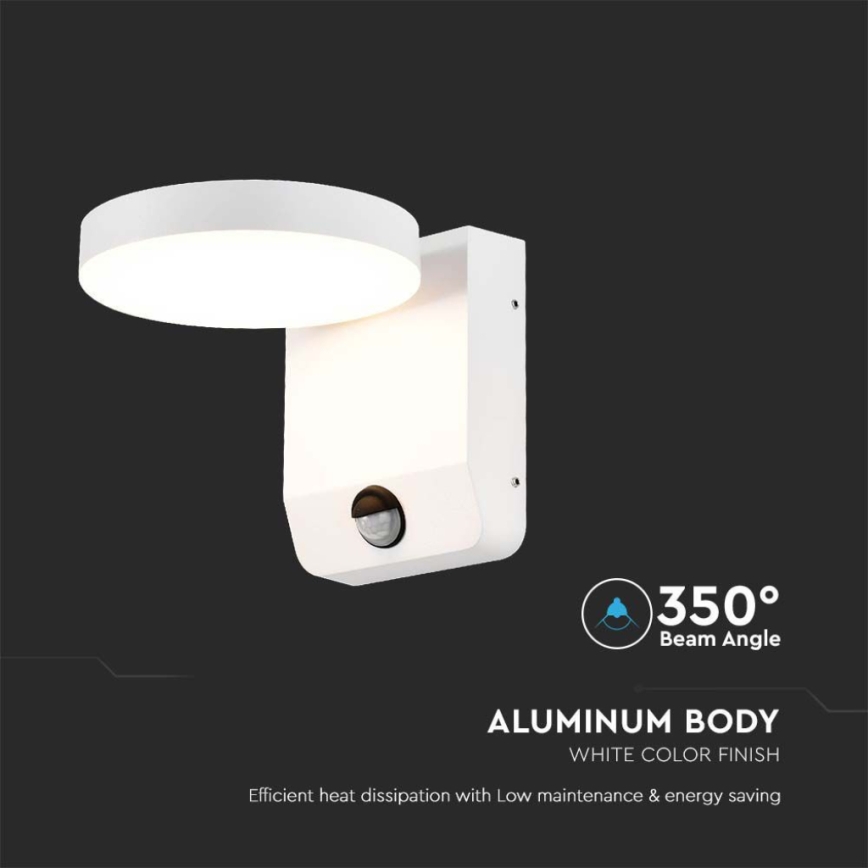 LED Lankstus sieninis lauko šviestuvas su jutikliu LED/17W/230V IP65 4000K baltas