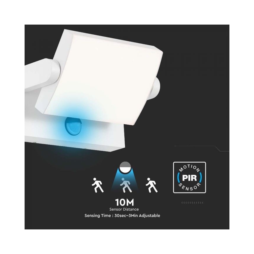 LED Lauko sieninis šviestuvas su jutikliu LED/17W/230V 4000K IP65 balta