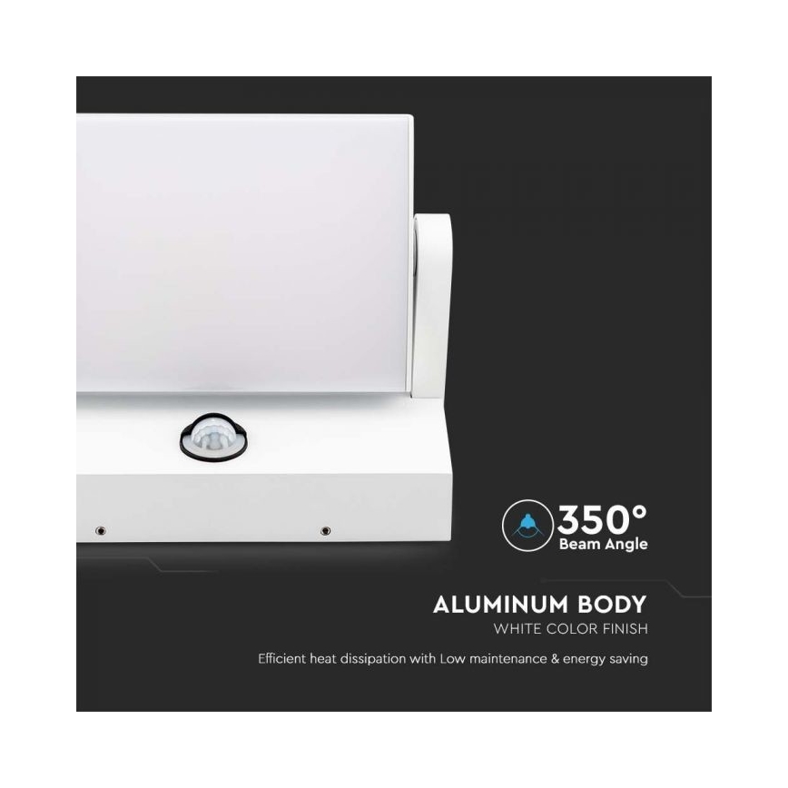 LED Lauko sieninis šviestuvas su jutikliu LED/17W/230V 4000K IP65 balta