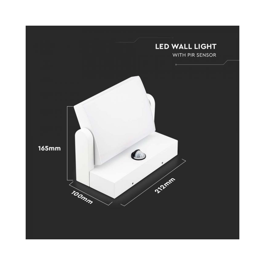 LED Lauko sieninis šviestuvas su jutikliu LED/17W/230V 4000K IP65 balta