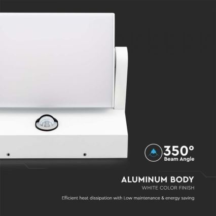 LED lauko sieninis šviestuvas su jutikliu LED/17W/230V 4000K IP65 baltas