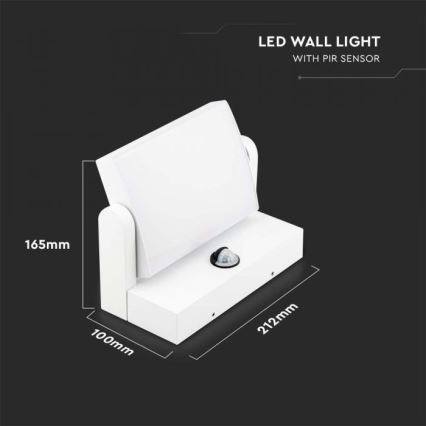 LED lauko sieninis šviestuvas su jutikliu LED/17W/230V 4000K IP65 baltas