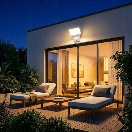 LED lauko sieninis šviestuvas su judesio jutikliu LED/18W/230V IP44 baltas
