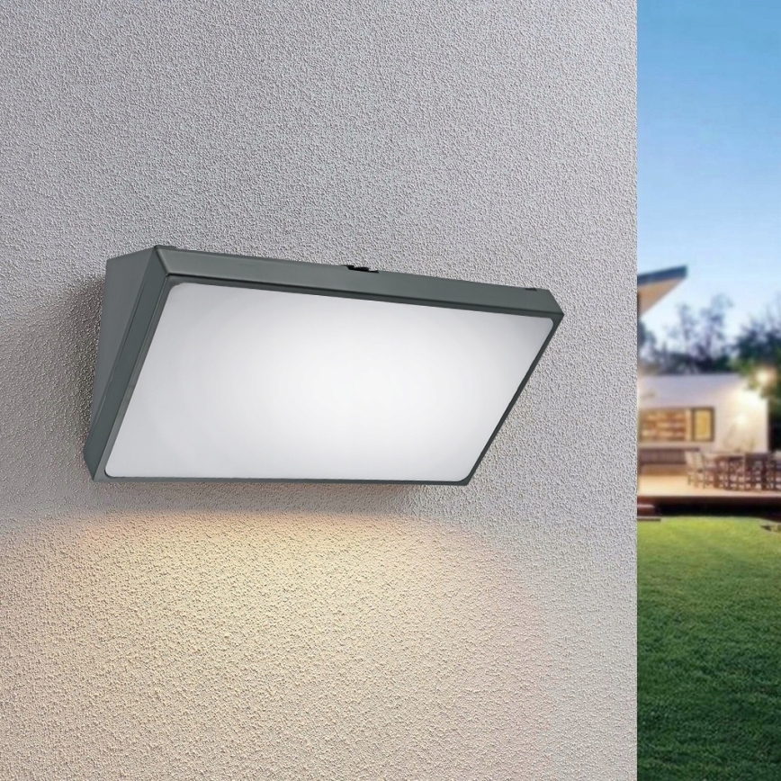 LED lauko sieninis šviestuvas su judesio jutikliu LED/20W/230V IP65 pilkas