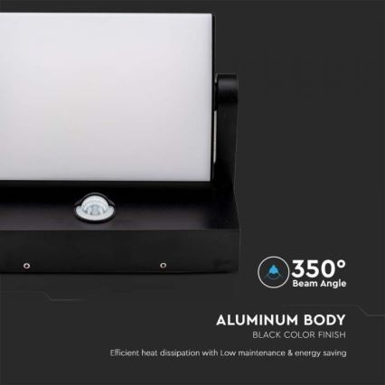 LED Lauko sieninis šviestuvas su jutikliu LED/17W/230V 4000K IP65 juodas