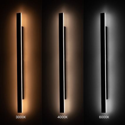 Lauko sieninis LED šviestuvas WOW LED/20W/230V 3000/4000/6000K 120 cm IP54 juoda