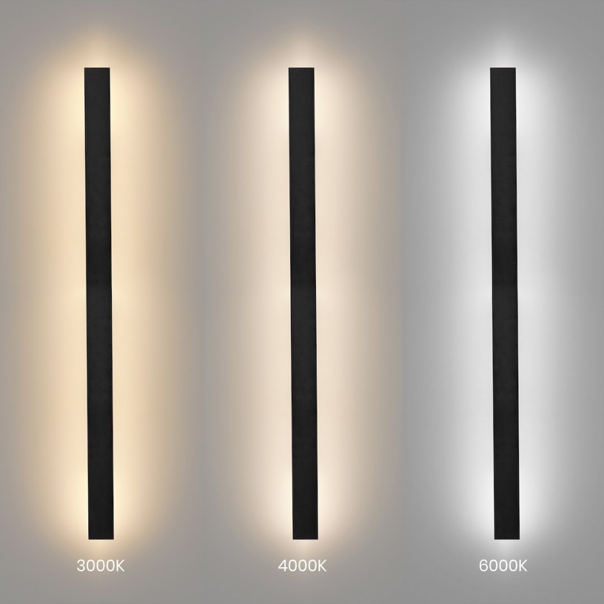 Lauko sieninis LED šviestuvas WOW LED/20W/230V 3000/4000/6000K 120 cm IP54 juoda