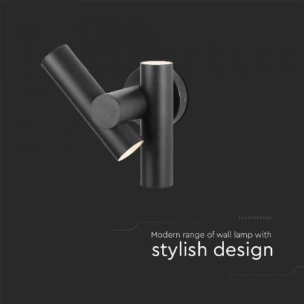 LED Lauko sieninis taškinis lanksčias šviestuvas 2xLED/3W/230V 3000K IP44 juodas