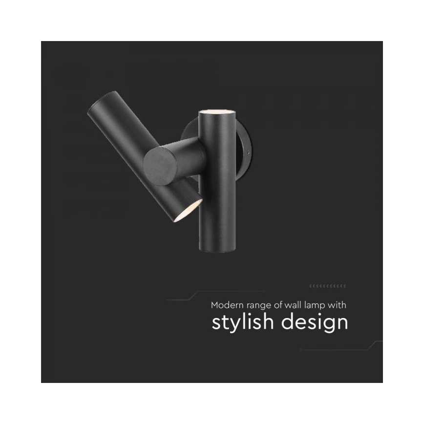 LED Lauko sieninis taškinis lanksčias šviestuvas 2xLED/3W/230V 3000K IP44 juodas