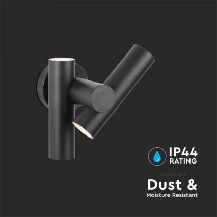 LED Lauko sieninis taškinis lanksčias šviestuvas 2xLED/3W/230V 3000K IP44 juodas