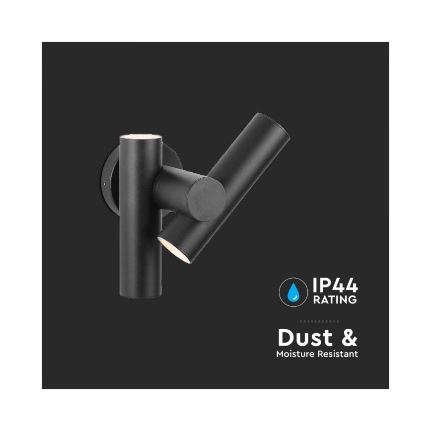 LED Lauko sieninis taškinis lanksčias šviestuvas 2xLED/3W/230V 3000K IP44 juodas