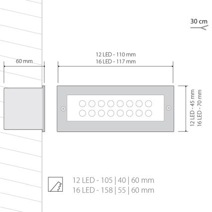 LED lauko šviestuvas INDEX 1x12LED/1W/230V IP54