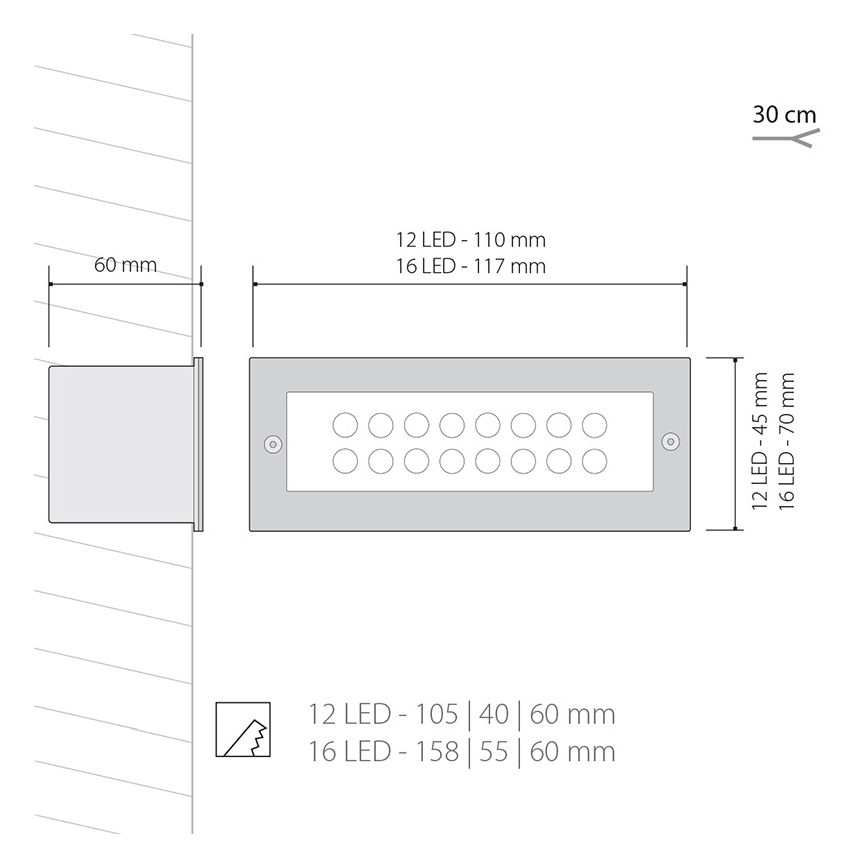 LED lauko šviestuvas INDEX 1x12LED/1W/230V IP54
