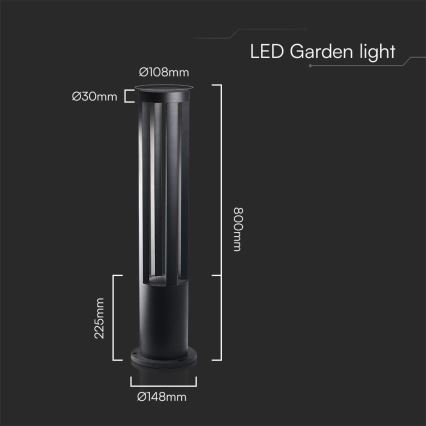 LED lauko šviestuvas LED/10W/230V 3000K IP65 80 cm juodas