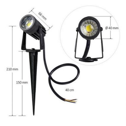 LED lauko šviestuvas LED/3W/230V 2800K IP67 juoda