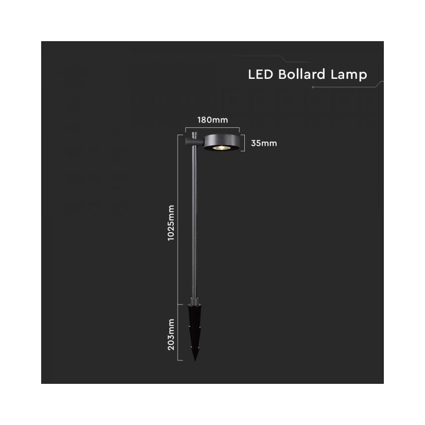 LED lauko šviestuvas LED/7W/230V 3000K IP65 juodas 102 cm