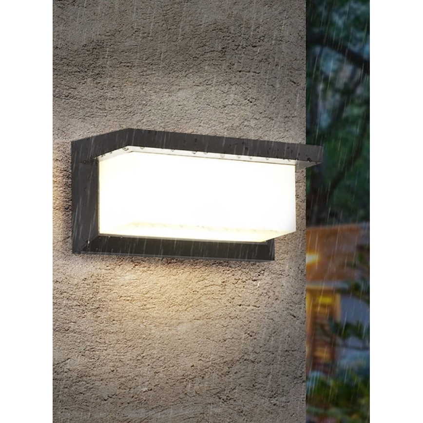 LED sieninis lauko šviestuvas su elektros lemputė su prietemos jutikliu NEELY 1xE27/9W/230V IP54 antracitas