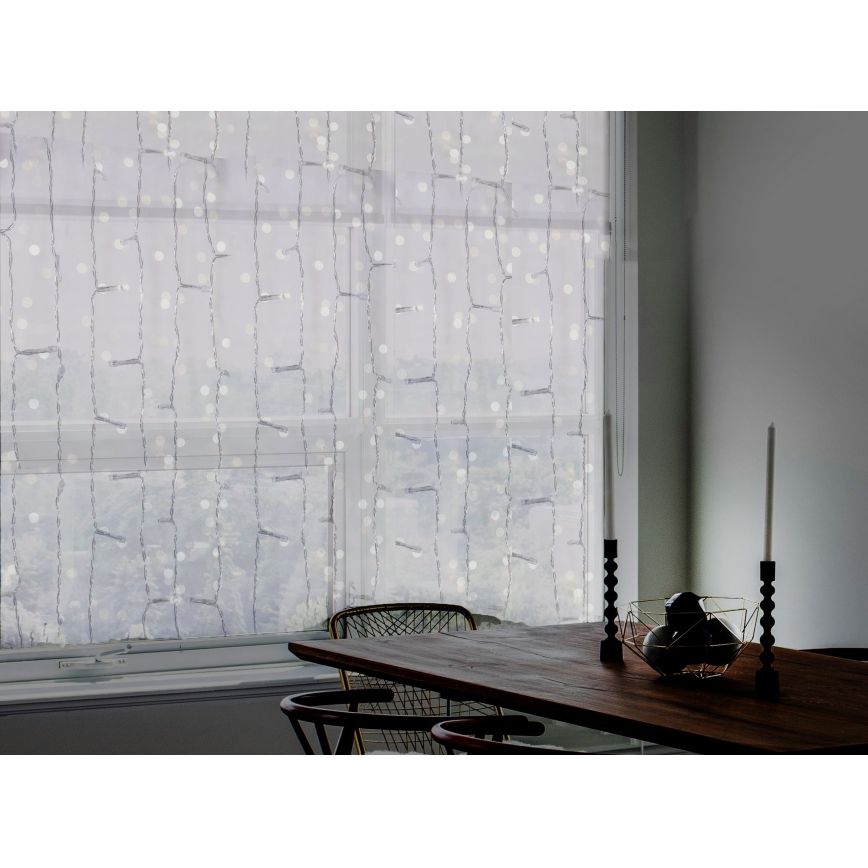 LED lauko užuolaida CURTAIN 480xLED/8,4W/230V 3x3 m IP44 šaltai balta