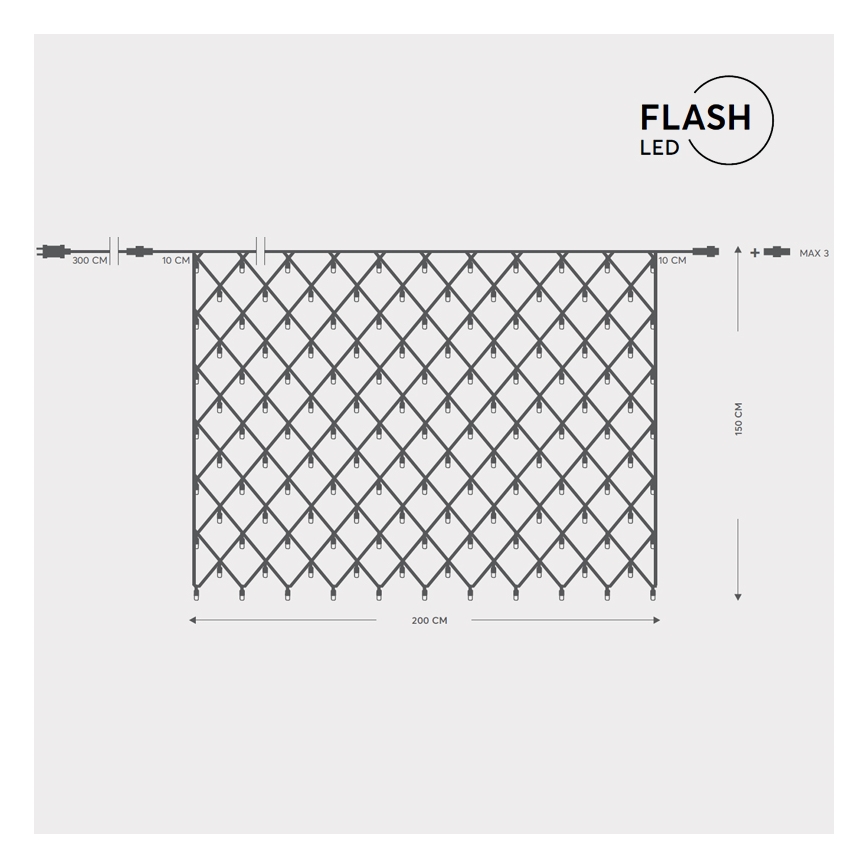 LED lauko  užuolaida NET 240xLED/7,2W/230V 1,5x2 m IP44 šiltai balta