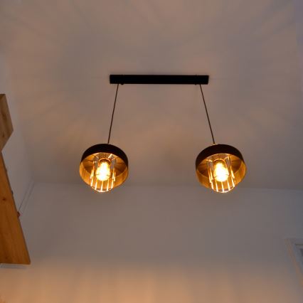 LED LED Pakabinamas sietynas VOLTA 2xE27/15W/230V juoda/auksas