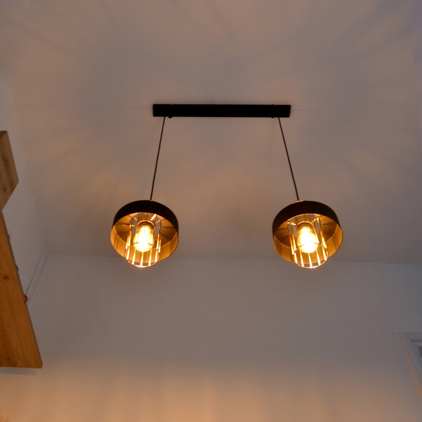 LED LED Pakabinamas sietynas VOLTA 2xE27/15W/230V juoda/auksas