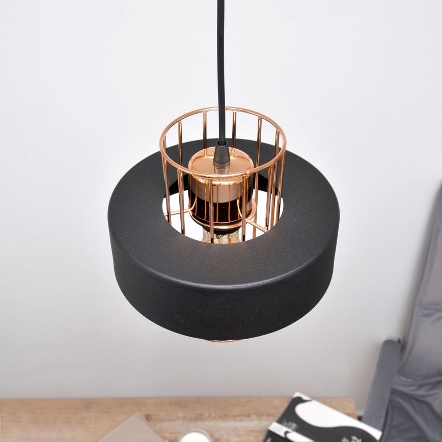 LED LED Pakabinamas sietynas VOLTA 2xE27/15W/230V juoda/auksas