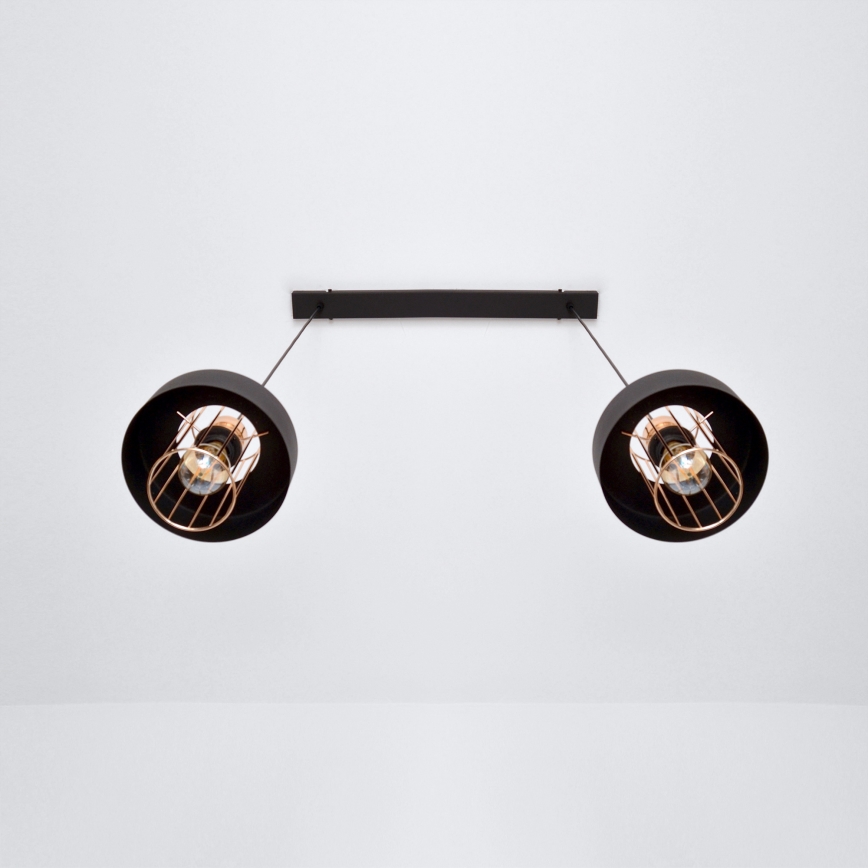 LED LED Pakabinamas sietynas VOLTA 2xE27/15W/230V juoda/auksas