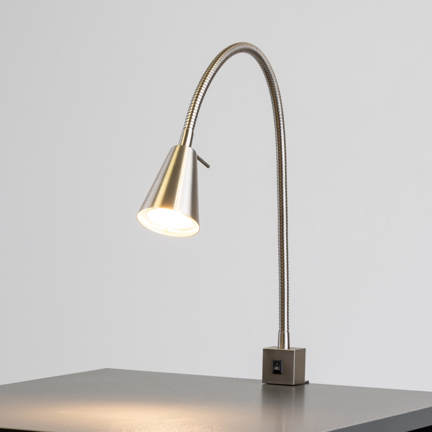 LED lempa su spaustuku 1xGU10/4,7W/230V, matinio chromo apdaila