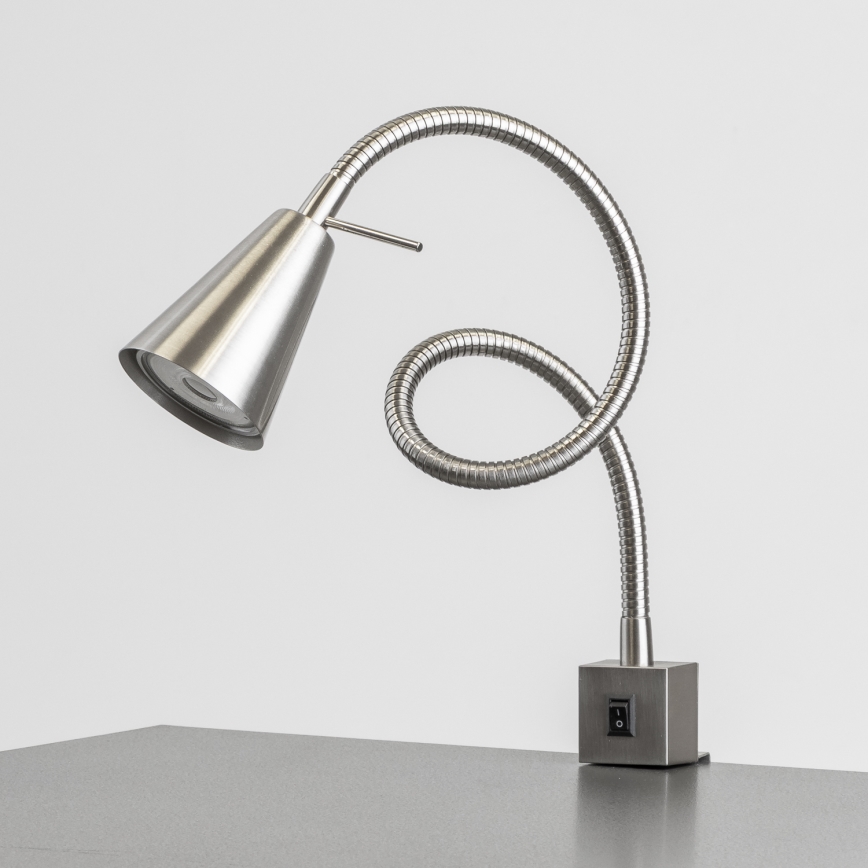 LED lempa su spaustuku 1xGU10/4,7W/230V, matinio chromo apdaila