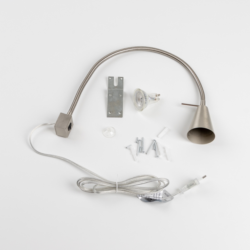 LED lempa su spaustuku 1xGU10/4,7W/230V, matinio chromo apdaila